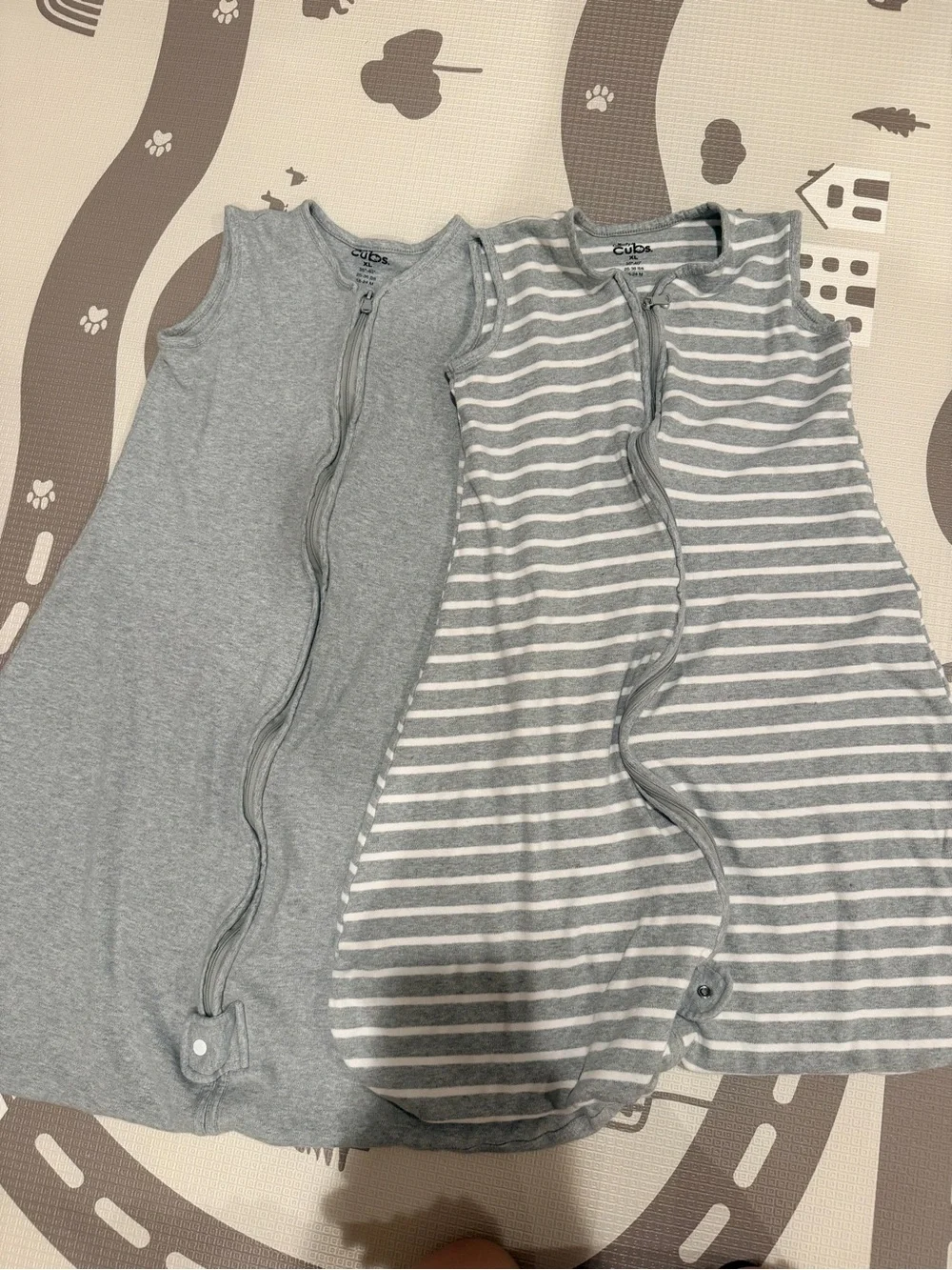Gray Sleeveless Zip Front Kids Pajama Sleep Sacks - 2-Pack